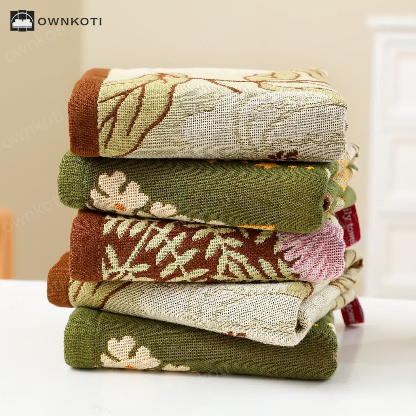 Cotton Gauze Jacquard Retro Floral Kitchen Towel