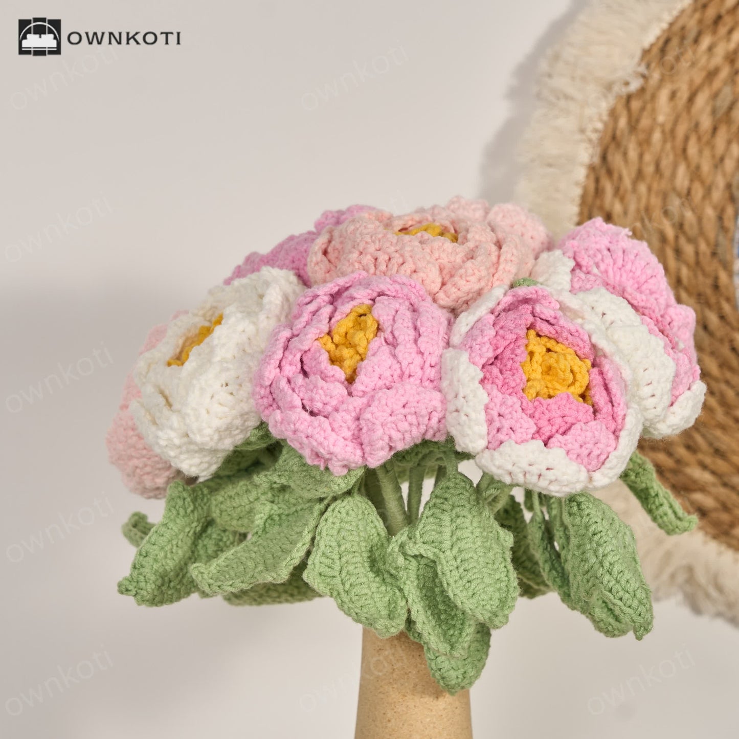 Handmade Crochet Peony Flowers Home Decor(12PCS)