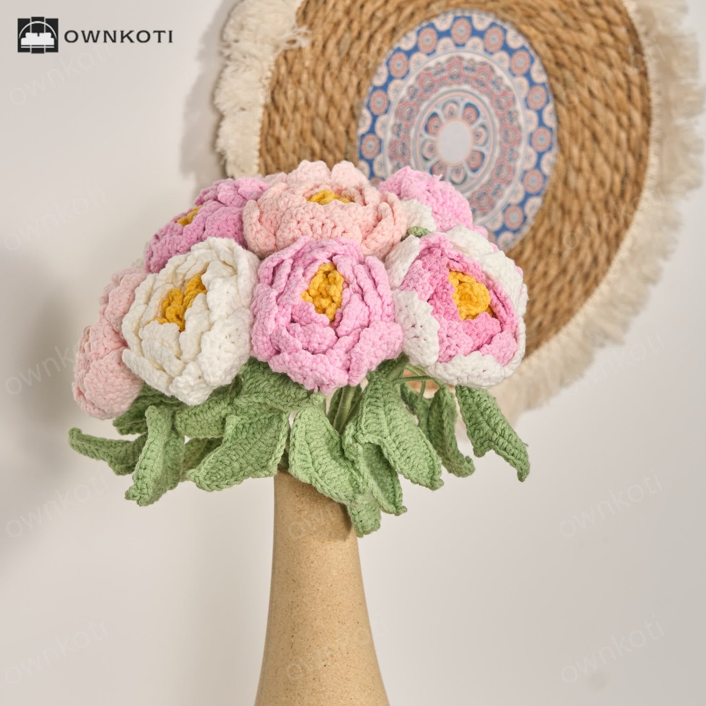 Handmade Crochet Peony Flowers Home Decor(12PCS)