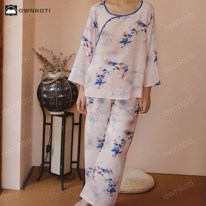 Bamboo Fiber Rural Soft Breathable Pajama Set