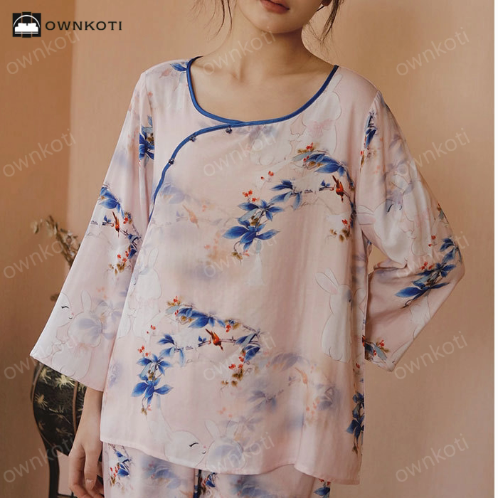 Bamboo Fiber Rural Soft Breathable Pajama Set