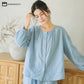 Solid Color Round Neckline Cotton Gauze Nightwear