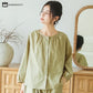 Solid Color Round Neckline Cotton Gauze Nightwear