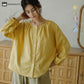 Solid Color Round Neckline Cotton Gauze Nightwear