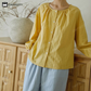 Solid Color Round Neckline Cotton Gauze Nightwear