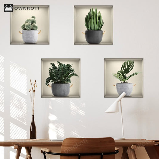 Self-Adhesive 3D Botanical Plants Wall Stickers