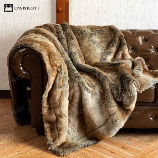 Winter Luxurious Faux Fur Throw Blanket