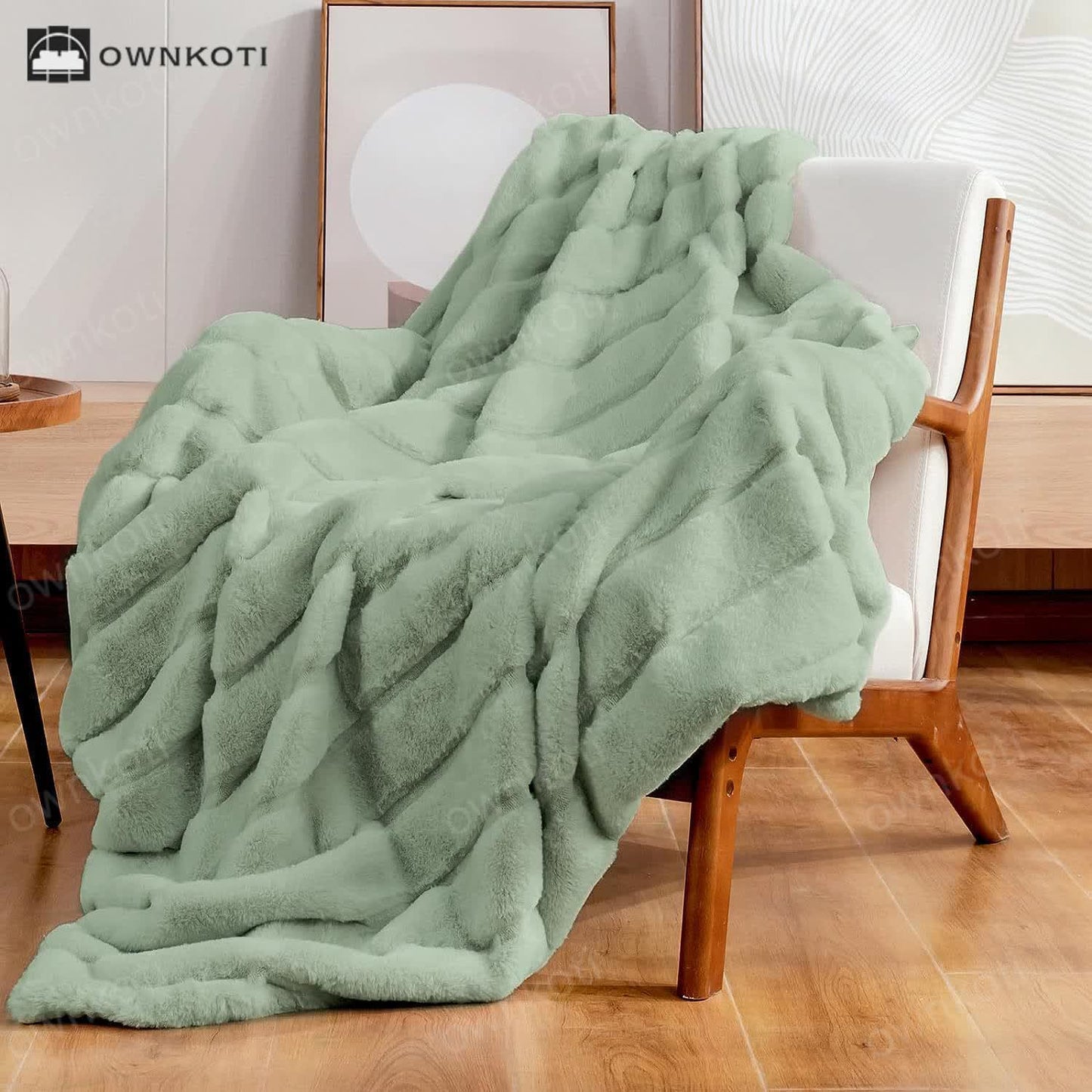 Solid Color Plush Striped Throw Blanket