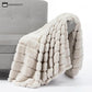 Solid Color Plush Striped Throw Blanket