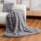 Solid Color Plush Striped Throw Blanket