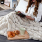 Solid Color Plush Striped Throw Blanket