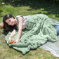 Solid Color Plush Striped Throw Blanket