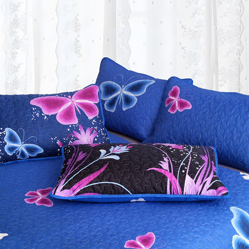 Quilted Pastoral Butterfly Bedding Set(3PCS)