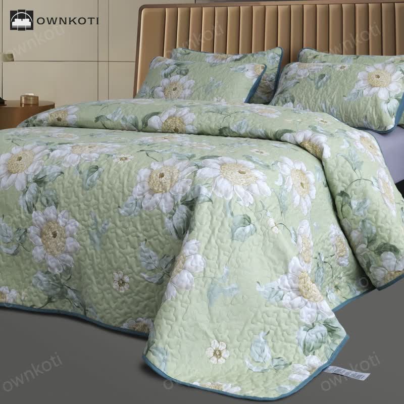 Refresh Floral Quilted Bedding Set(3PCS)