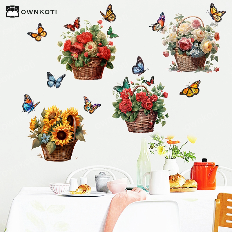 Floral Butterfly Removable Wall Stickers