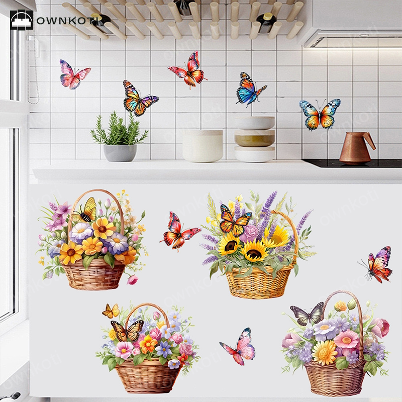 Floral Butterfly Removable Wall Stickers