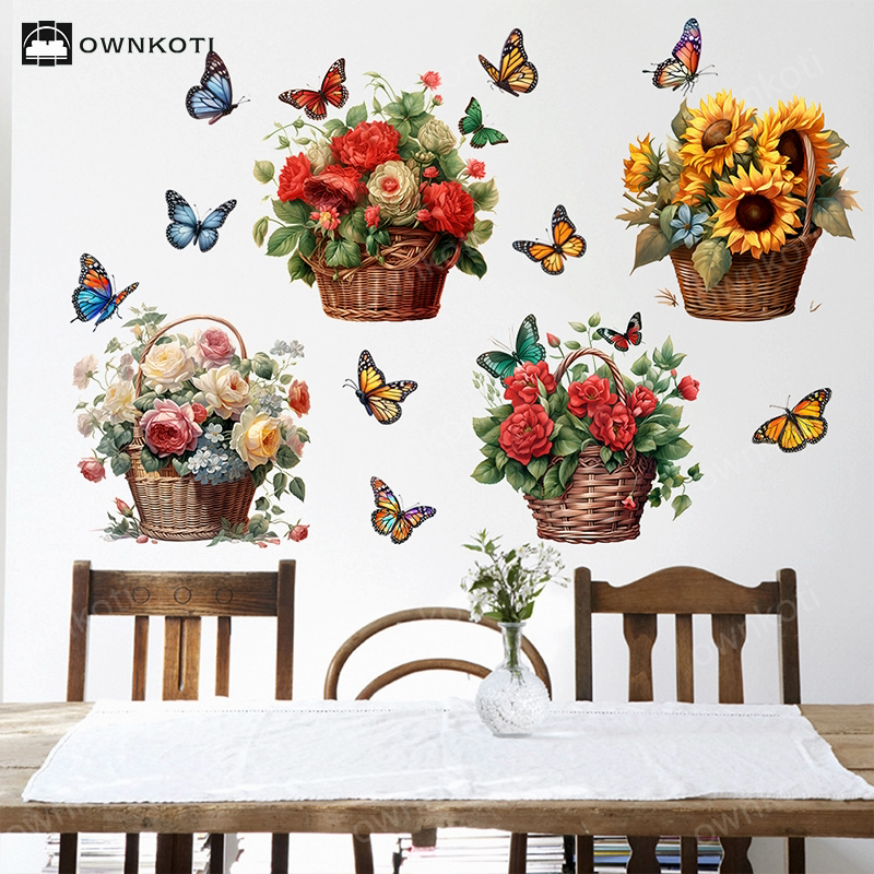 Floral Butterfly Removable Wall Stickers