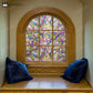 Stained Floral Static Window Privacy Film