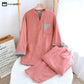 Colorblock Double Layer Cotton Gauze Pajama Set