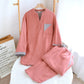 Colorblock Double Layer Cotton Gauze Pajama Set