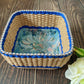 Vintage Floral Hand-woven Tabletop Storage Basket - Blue - 1PCS - 6.69'' W X 6.69'' L X 4.13'' H - image 6