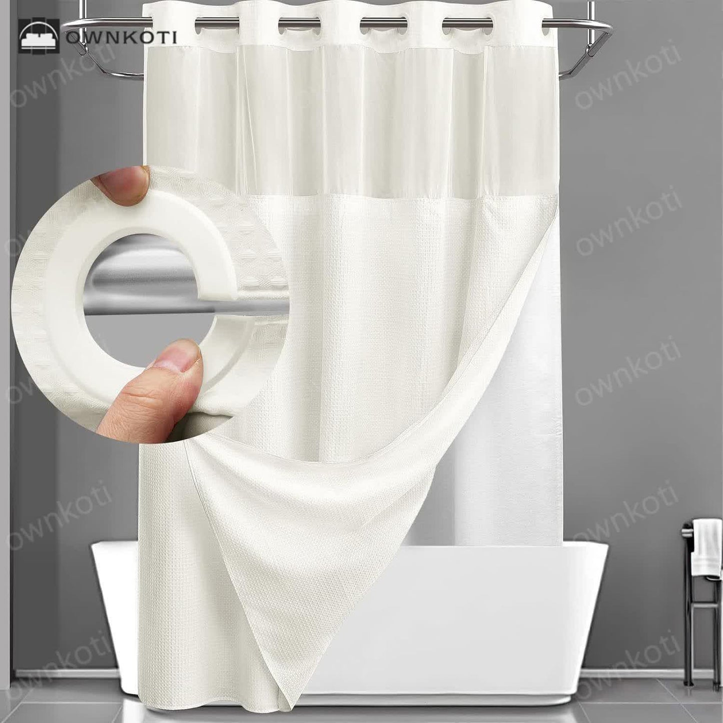 Simple Solid Color Double Layer Shower Curtain