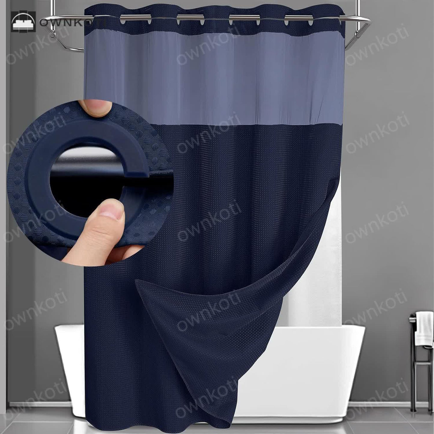 Simple Solid Color Double Layer Shower Curtain