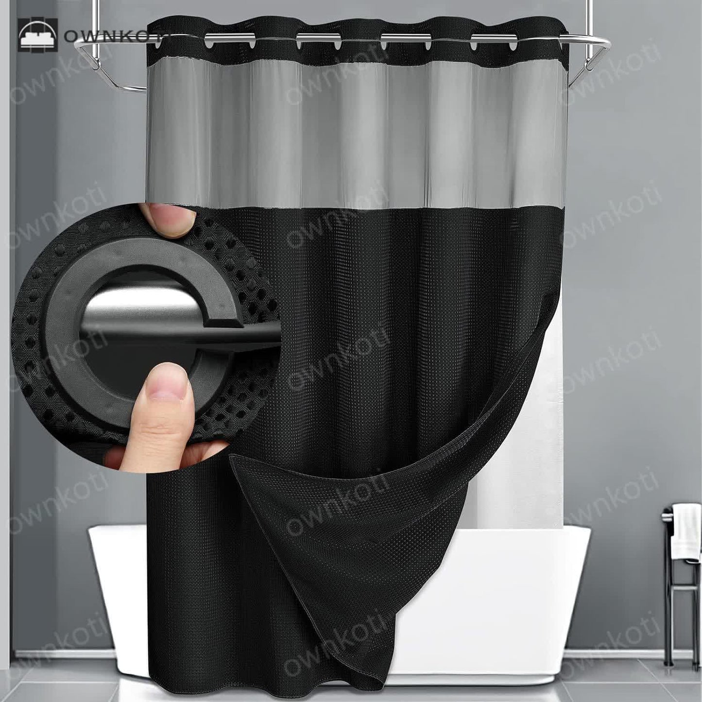 Simple Solid Color Double Layer Shower Curtain