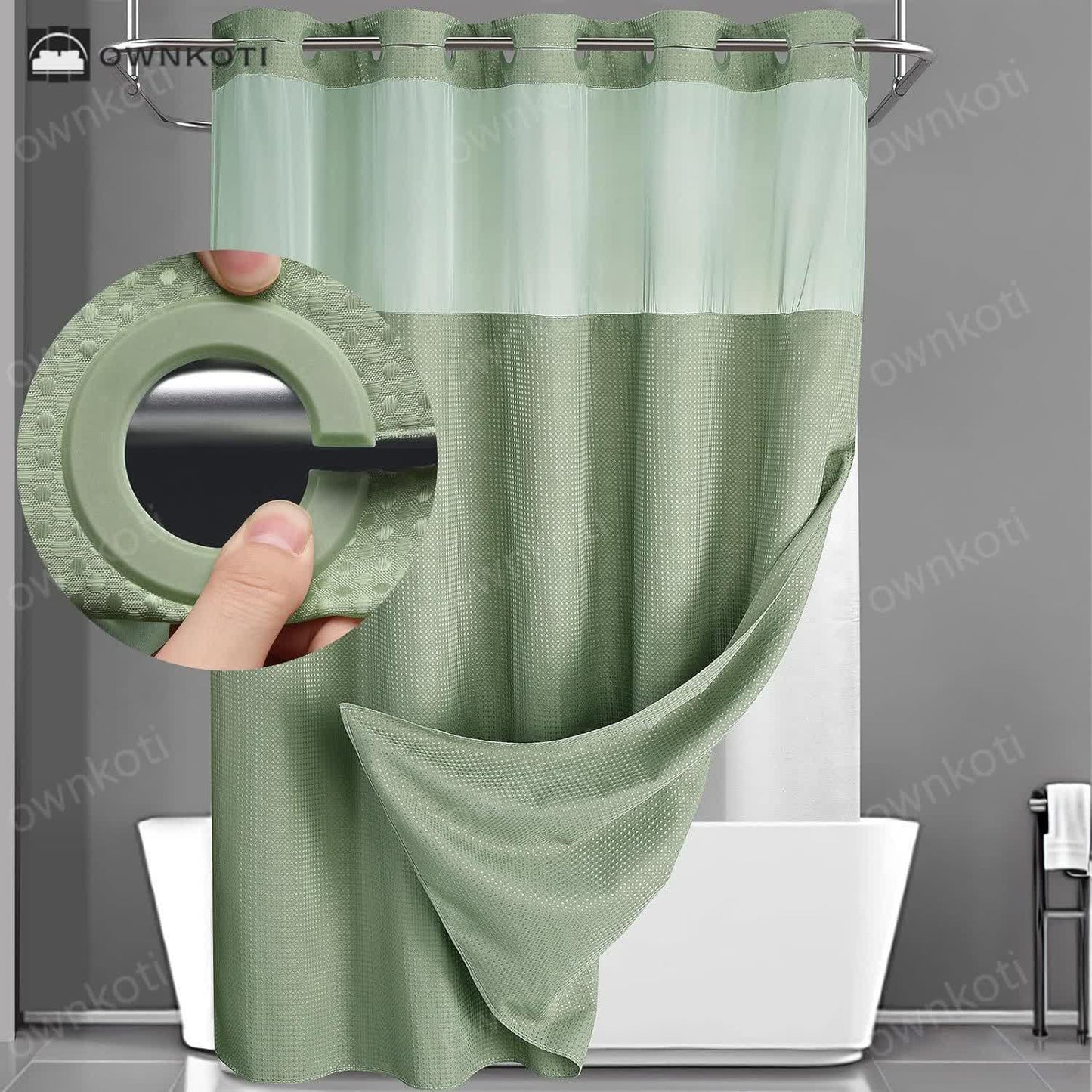 Simple Solid Color Double Layer Shower Curtain