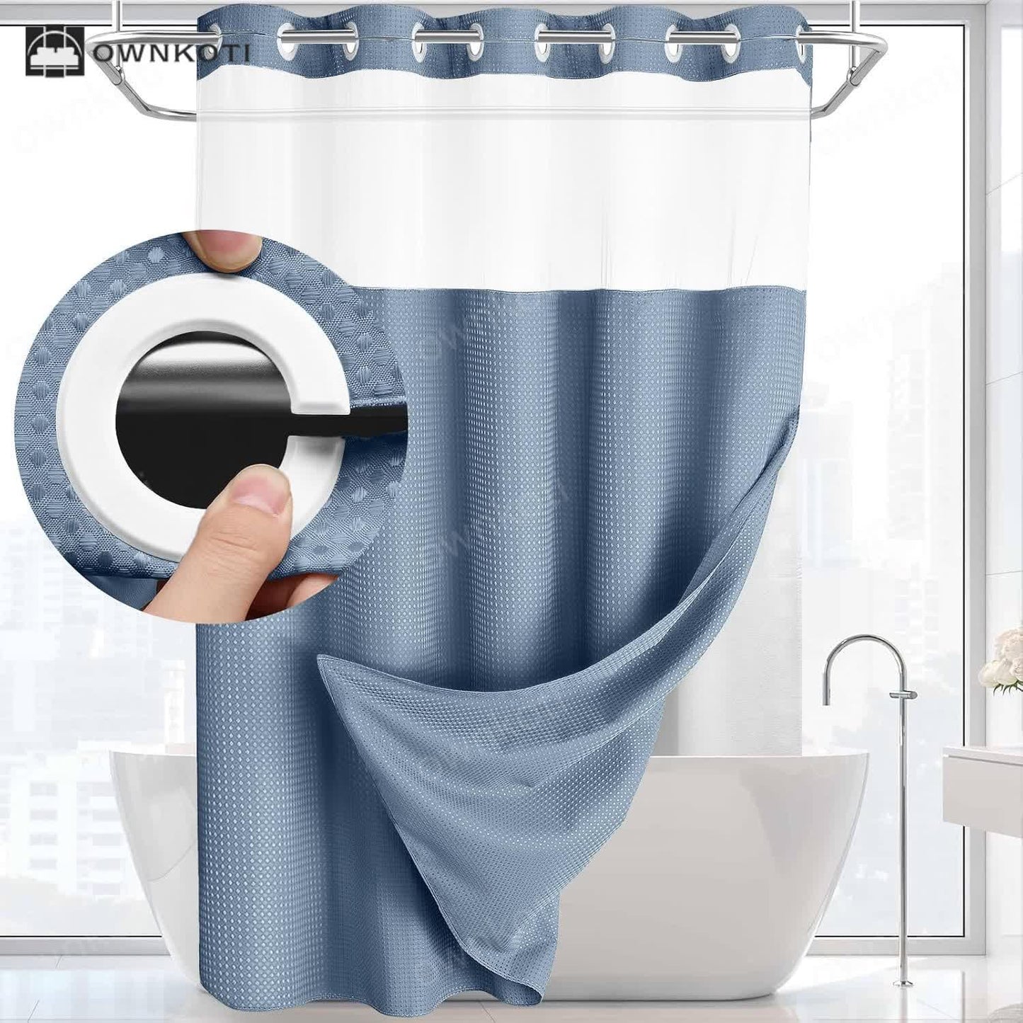 Simple Solid Color Double Layer Shower Curtain