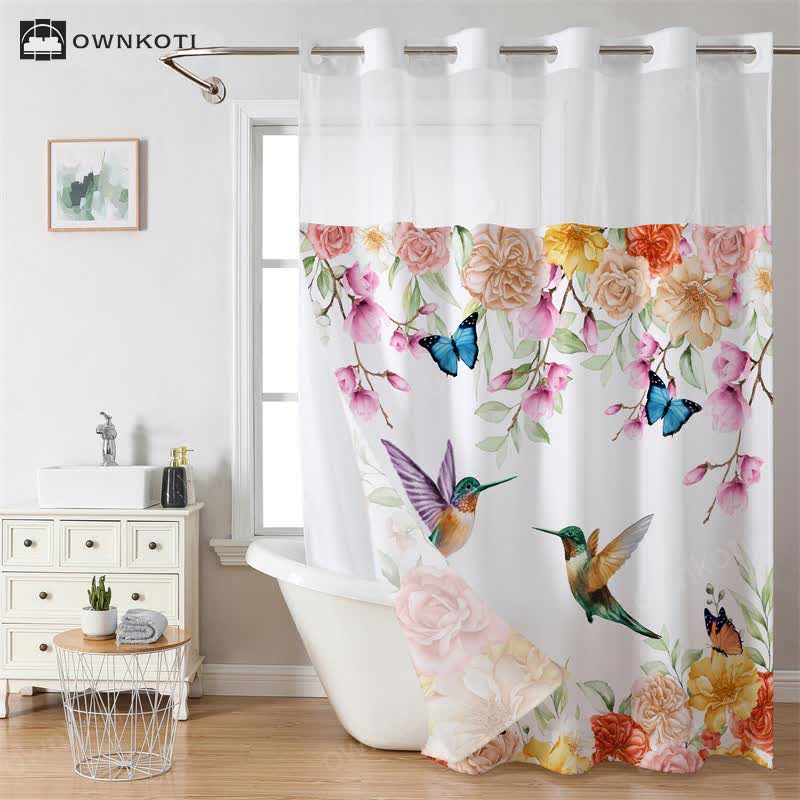 Pastoral Hookless Waterproof Shower Curtain