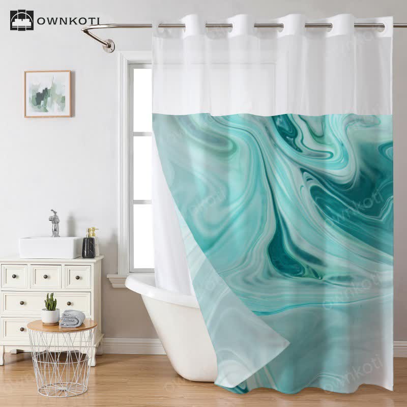 Marble Texture Double Layer Waterproof Shower Curtain