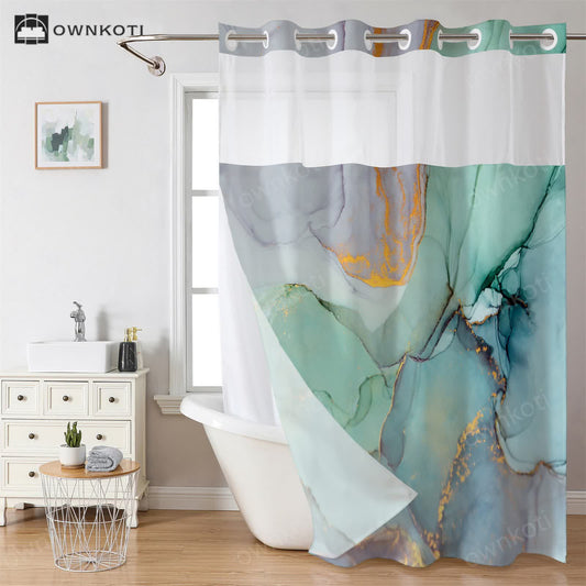 Marble Texture Double Layer Waterproof Shower Curtain