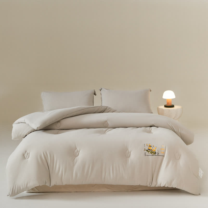 Solid Color Cotton Soft Breathable Comforter - Light Gray - King - image 8