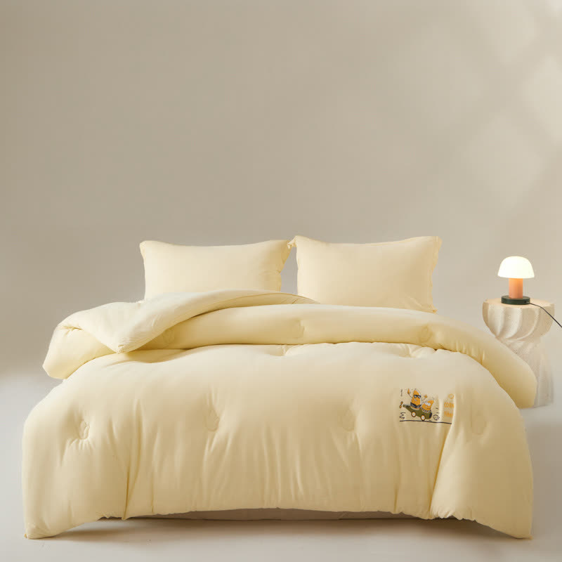 Solid Color Cotton Soft Breathable Comforter - Creamy Yellow - King - image 7
