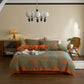 Button Ginkgo Leaf Cotton Gauze Bedding Set (4PCS) - Green & Orange - King - image 9