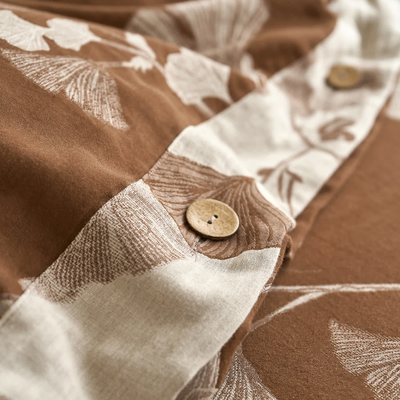 Button Ginkgo Leaf Cotton Gauze Bedding Set (4PCS) - image 25
