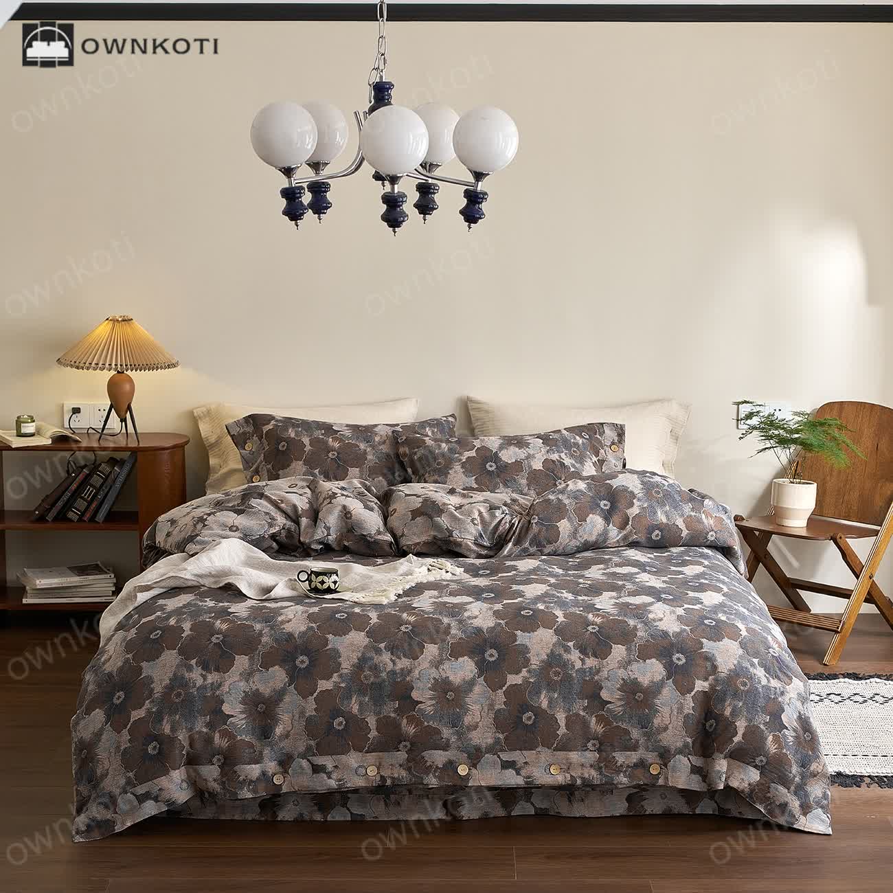 Yarn-dyed Floral Cotton Gauze Bedding Set (4PCS)