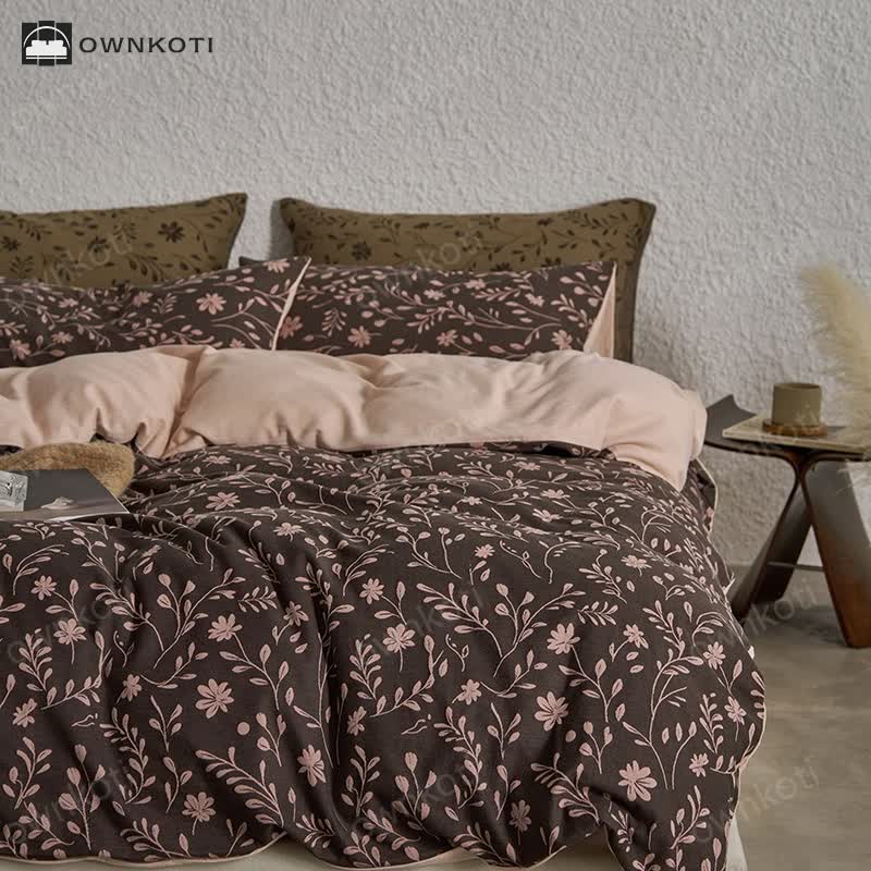 Floral Duvet Cover Cotton Gauze Bedding Set (4PCS)