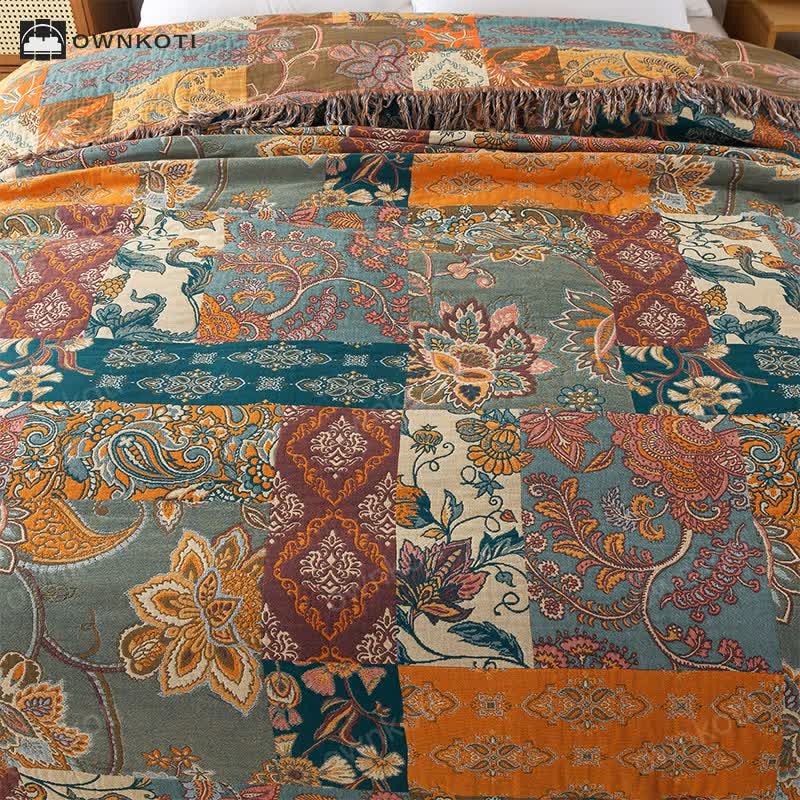 Bohemian Cotton Gauze Reversible Lightweight Quilt