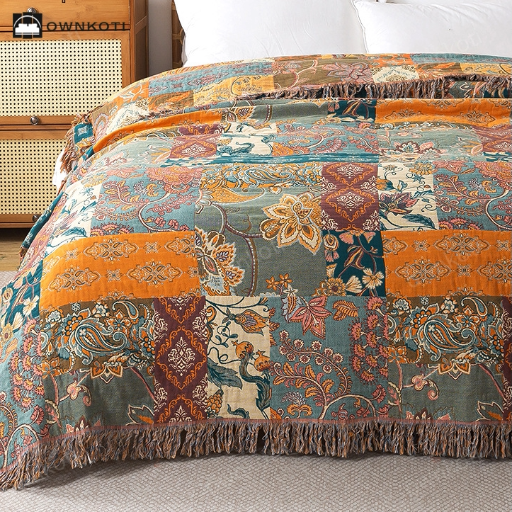 Bohemian Cotton Gauze Reversible Lightweight Quilt