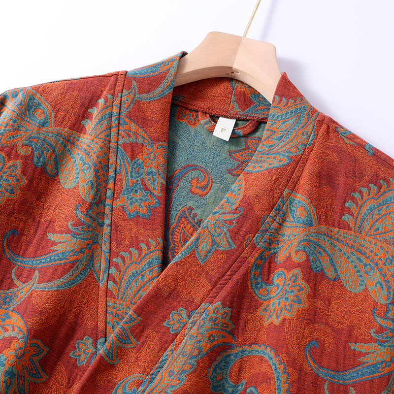 Ownkoti Cotton Gauze Jacquard Retro Quick-dry Bathrobe - image 2