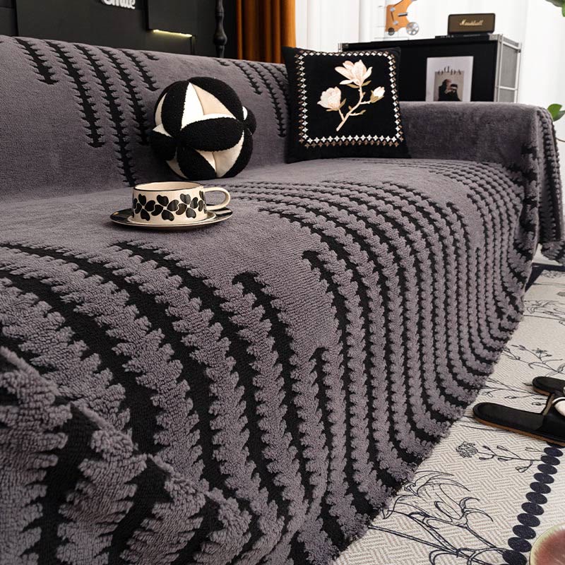 Thick Plush Chenille Stripe Sofa Cover - image 5