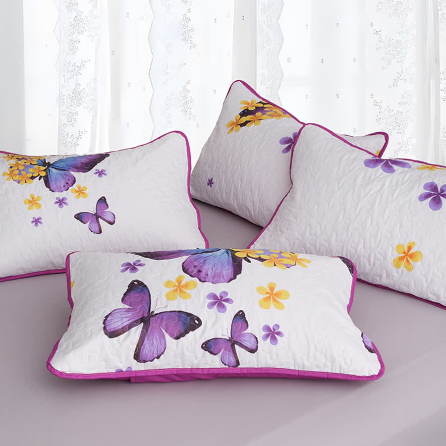 Rural Butterfly Quilted Bedding Set(3PCS)