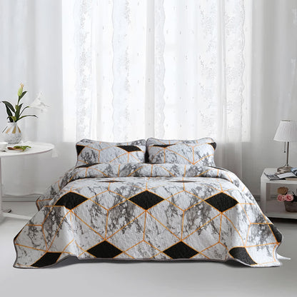 Marble Geometric Breathable Quilted Bedding Set(3PCS)