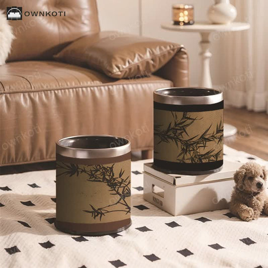 Luxurious Style Rural Bamboo Trash Can