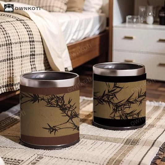 Luxurious Style Rural Bamboo Trash Can