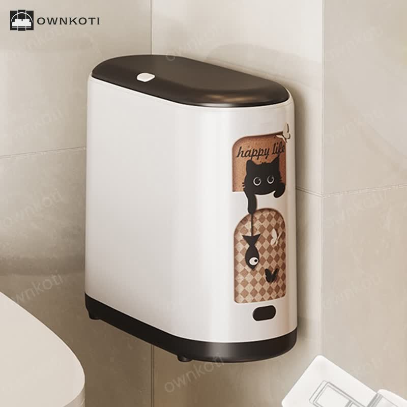 Cute Cat Push-open Double Layer Trash Can
