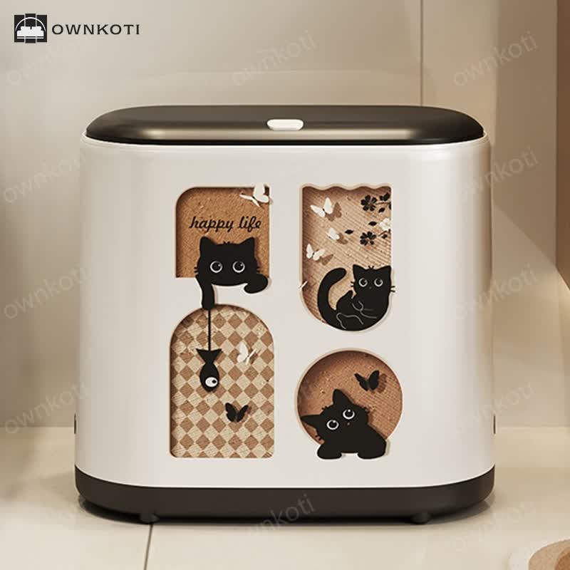 Cute Cat Push-open Double Layer Trash Can