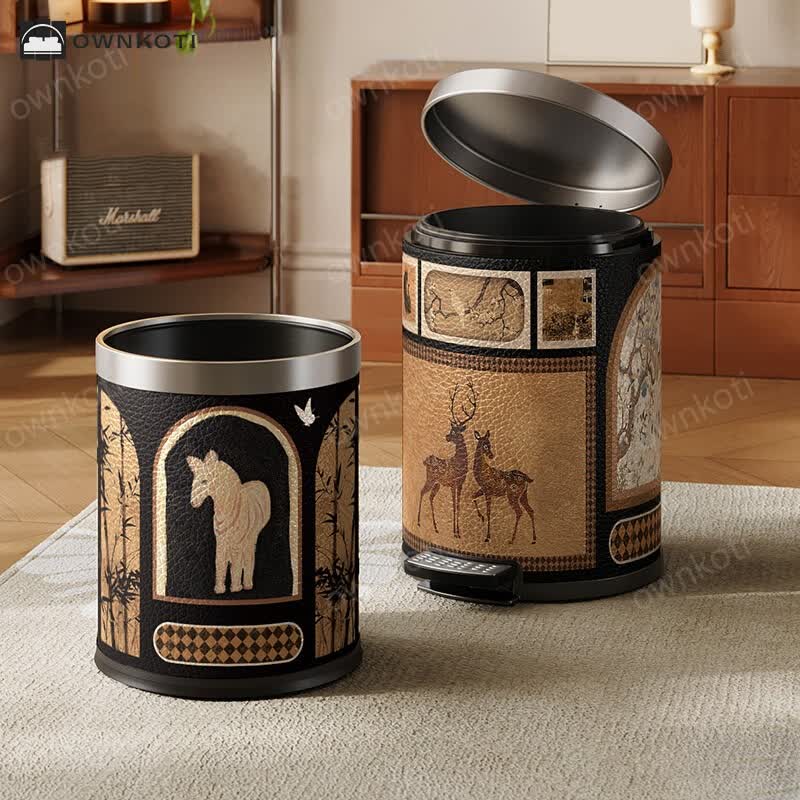 Luxurious Leather Vintage Trash Can